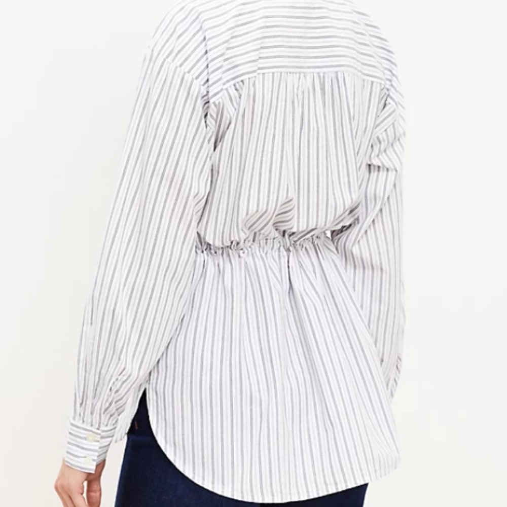 Loft Striped Drawstring Tunic Shirt - Picture 3 of 4